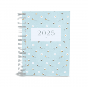 AGENDA 2025 - BEE Capa dura com laminação e miolo em Offset 75g 21x15cm 4x1 / 4x4 Fosco / Brilho / Holográfico Corte reto Elástico e chaveiro