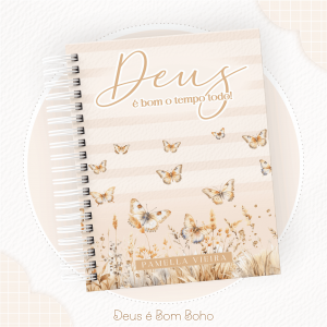 AGENDA 2025 - DEUS É BOM Capa dura com laminação e miolo em Offset 75g 21x15cm 4x1 / 4x4 Fosco / Brilho / Holográfico Corte reto Elástico e chaveiro