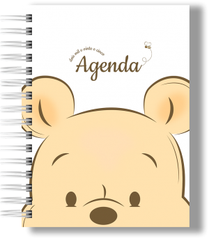 AGENDA 2025 - POOH Capa dura com laminação e miolo em Offset 75g 21x15cm 4x1 / 4x4 Fosco / Brilho / Holográfico Corte reto Elástico e chaveiro