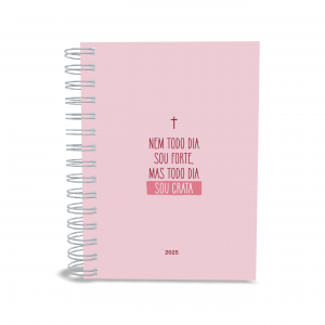 AGENDA 2025 - SOU GRATA Capa dura com laminação e miolo em Offset 75g 21x15cm 4x1 / 4x4 Fosco / Brilho / Holográfico Corte reto Elástico e chaveiro