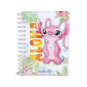 AGENDA 2025 - STITCH ROSA Capa dura com laminação e miolo em Offset 75g 21x15cm 4x1 / 4x4 Fosco / Brilho / Holográfico Corte reto Elástico e chaveiro