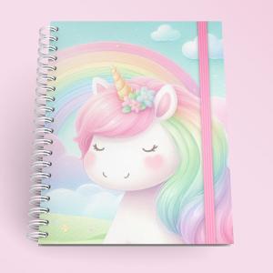 AGENDA 2025 - UNICÓRNIO Capa dura com laminação e miolo em Offset 75g 21x15cm 4x1 / 4x4 Fosco / Brilho / Holográfico Corte reto Elástico e chaveiro