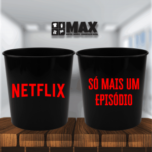 Balde Pipoca 3,5L - Netflix Acrílico 18mx18,2cm Impressão em uma cor Serigrafia Premium Personalizado conforme informações que devem ser enviadas no campo observações na finalização do pedido