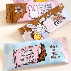 BARRA DE CHOCOLATE PERSONALIZADA Papel Glossy 180g  4x0 Brilho Corte reto com cantos arrendondados 