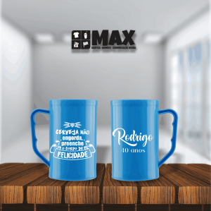 Caneca 500ml - Cerveja não engorda Acrílico 12,4cmx7,8cm Impressão em uma cor Serigrafia Premium Personalizado conforme informações que devem ser enviadas no campo observações na finalização do pedido