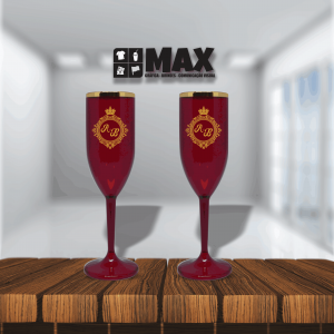 Taça espumante - Casamento Acrílico 20cmx5,5cm Impressão em uma cor Serigrafia Premium Personalizado conforme informações que devem ser enviadas no campo observações na finalização do pedido