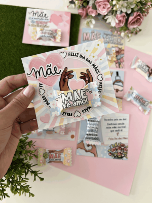 CARD BALA - Dia das Mães Papel Glossy 180g 9x7cm 4x0 Brilho Corte reto com cantos arrendondados 