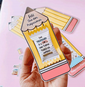 CARD COM BALA - PROFESSORES Papel Glossy 180g 14x5cm 4x0 Brilho Corte reto com cantos arrendondados 