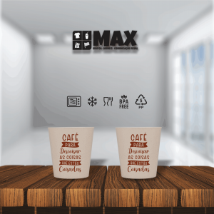 Eco 250ml - Café para descoisar PP 8,2cmx7,8cm Impressão em uma cor Serigrafia Premium Personalizado conforme informações que devem ser enviadas no campo observações na finalização do pedido