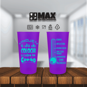 Eco 600ml - Culpa do copão PP 15,9cmx8,5cm Impressão em uma cor Serigrafia Premium Personalizado conforme informações que devem ser enviadas no campo observações na finalização do pedido