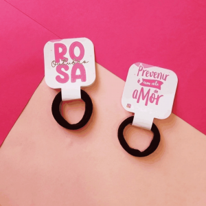 CARD ELÁSTICO DE CABELO Papel Glossy 180g 5x5cm 4x0 Brilho Corte reto com cantos arrendondados 