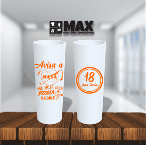 Long Drink - Avisa a Nasa Acrílico 16cmx6cm Impressão em uma cor Serigrafia Premium Personalizado conforme informações que devem ser enviadas no campo observações na finalização do pedido