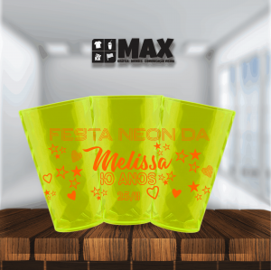 Twister - Festa Neon 360º Acrílico 14cmx8,5cm Impressão em uma cor Serigrafia Premium *ARTE EM TODA A VOLTA DO COPO* Personalizado conforme informações que devem ser enviadas no campo observações na finalização do pedido